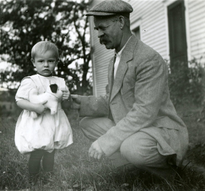 Fred Williams with his only child, Percy Williams, who became the North Belgrade railroad station agent in 1910.