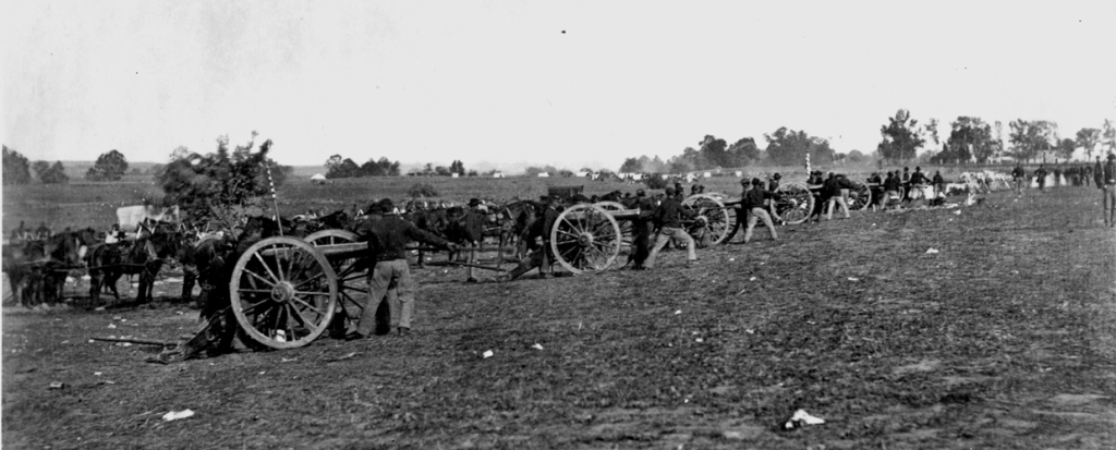 Union artillery on the field