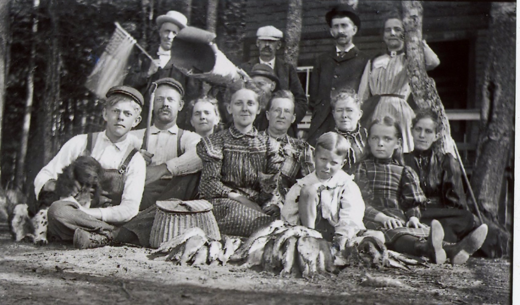 The Richardson extended family enjoying a summer gathering ca. 1891. A note accompanying the picture identifies Percy Williams and his father, Fred Williams, on the left. We recognize Nina Judkins in the plaid dress on the right, and her grandmother, Aurinda Richardson is seated behind her. Percy’s mother, Rosa Richardson Williams, is standing with her arm against the tree, and beside her stands Frank Judkins. We wish more people had been identified! 