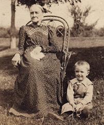Lydia Ann Yeaton with her youngest grandson, Russell Yeaton, ca 1902 Photo courtesy of the Yeaton family